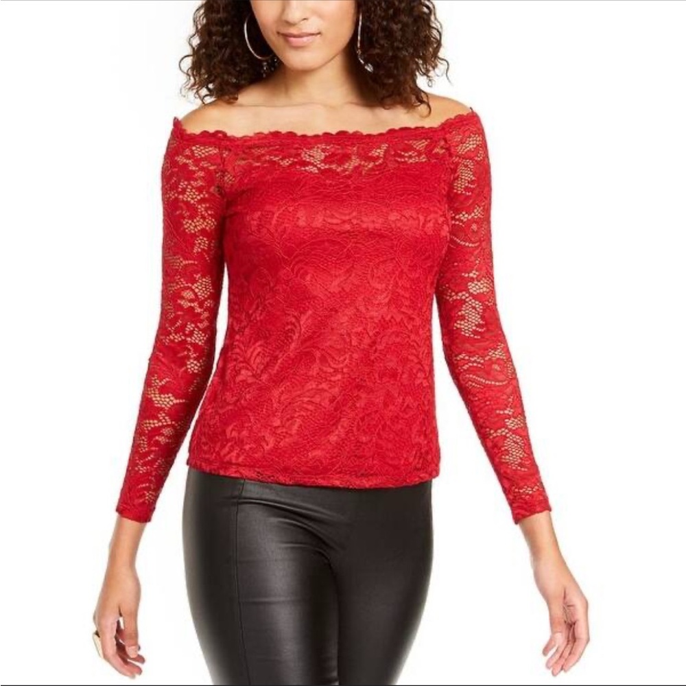 Red Lace Off-Shoulder Top
